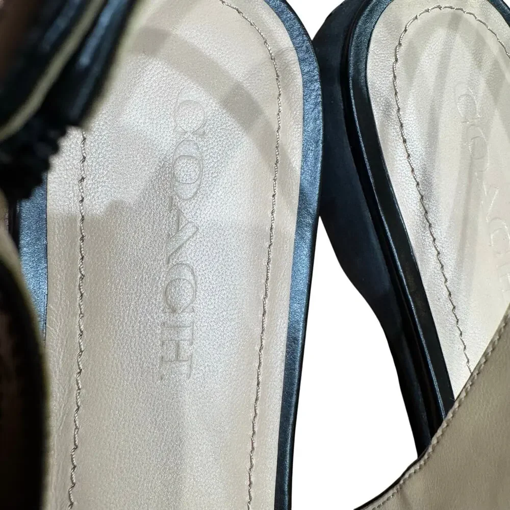 Coach Carrie Pointed Toe Slingback Flat shoe Sz 11 Wmn. Blk leather luxury - Picture 4 of 7